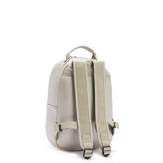 Kipling Seoul Small Metallic Tablet Ryggsekk Beige | NO 1352BE